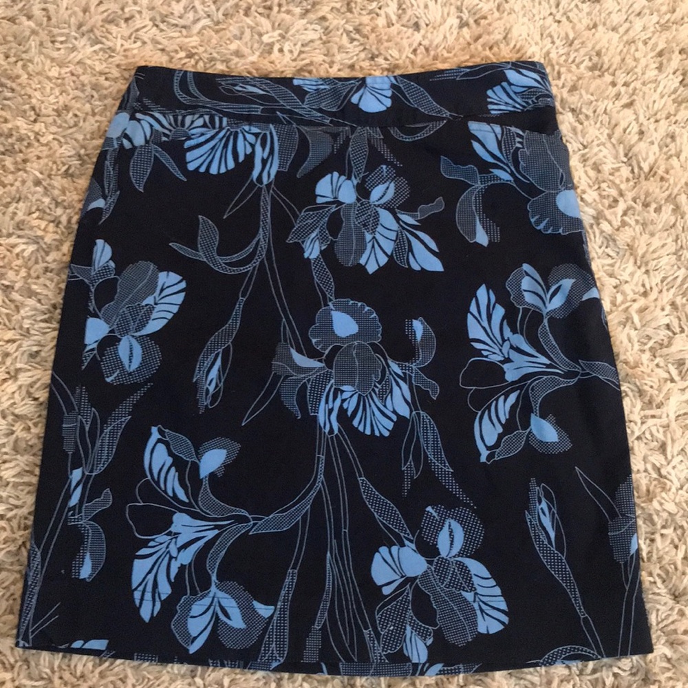 NWT loft black blue floral pencil skirt pockets 4